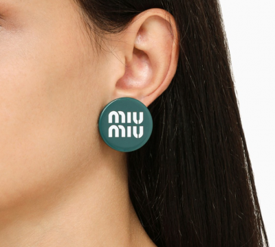 MiuMiu logo树脂耳环