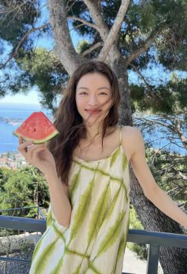 钟楚曦同款 薄荷曼波度假风长裙