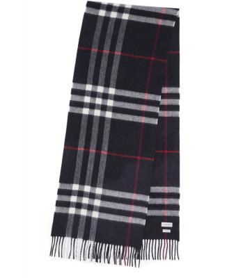 Burberry蓝白格纹围巾