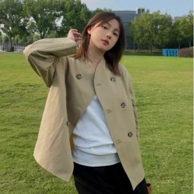 双排扣短款风衣