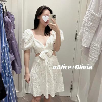 ALICE + OLIVIA镂空泡泡袖连衣裙