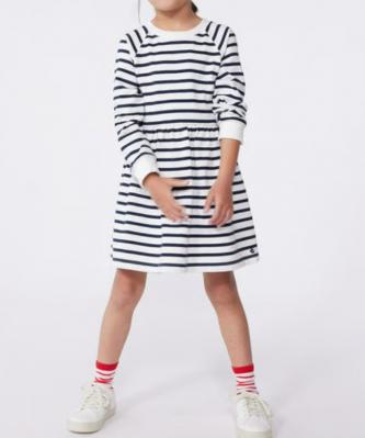 儿童长袖条纹棉质连衣裙