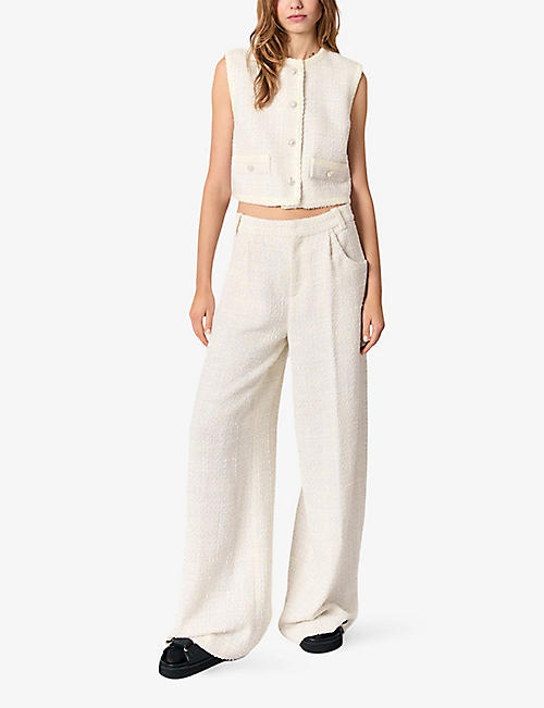 圆领粗花呢编织背心