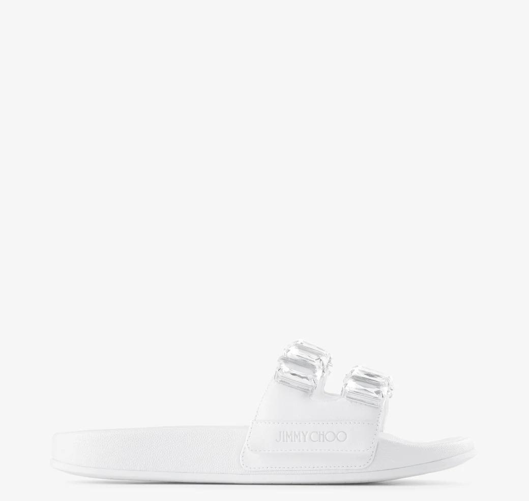 JIMMY CHOO Fitz 白色水晶拖鞋