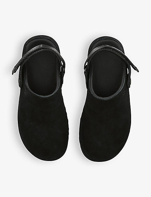 Goldenstar 可调节后跟带绒面革木屐