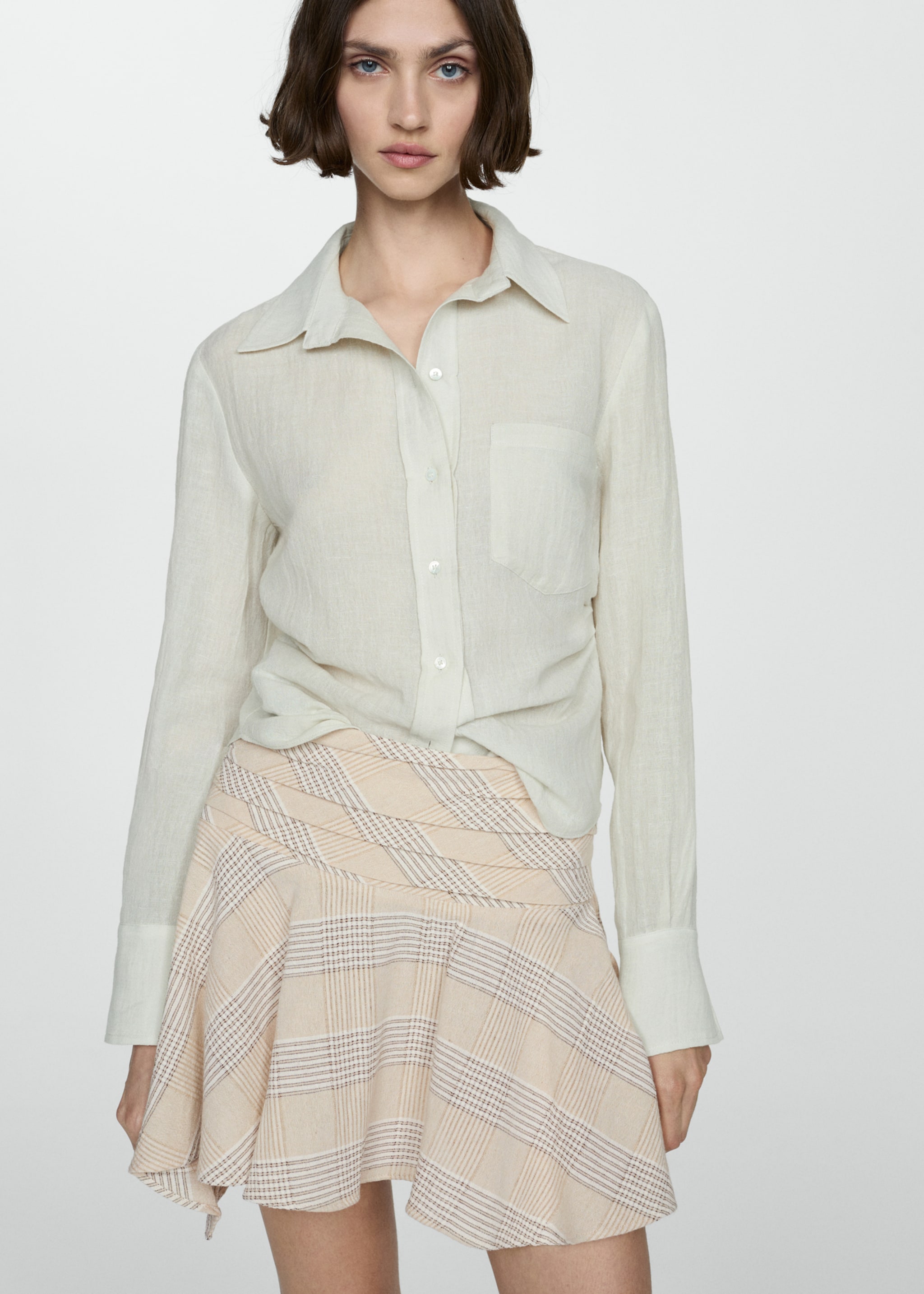 不对称印花半身裙