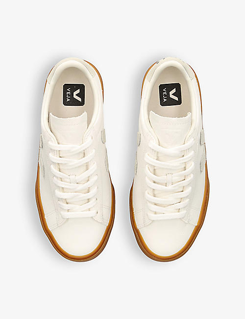 Campo 女士低帮皮革运动鞋,饰有品牌标志刺绣