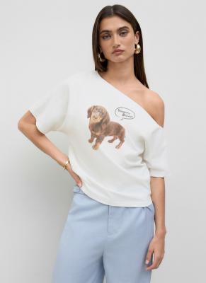 棉混纺不对称褶皱T恤