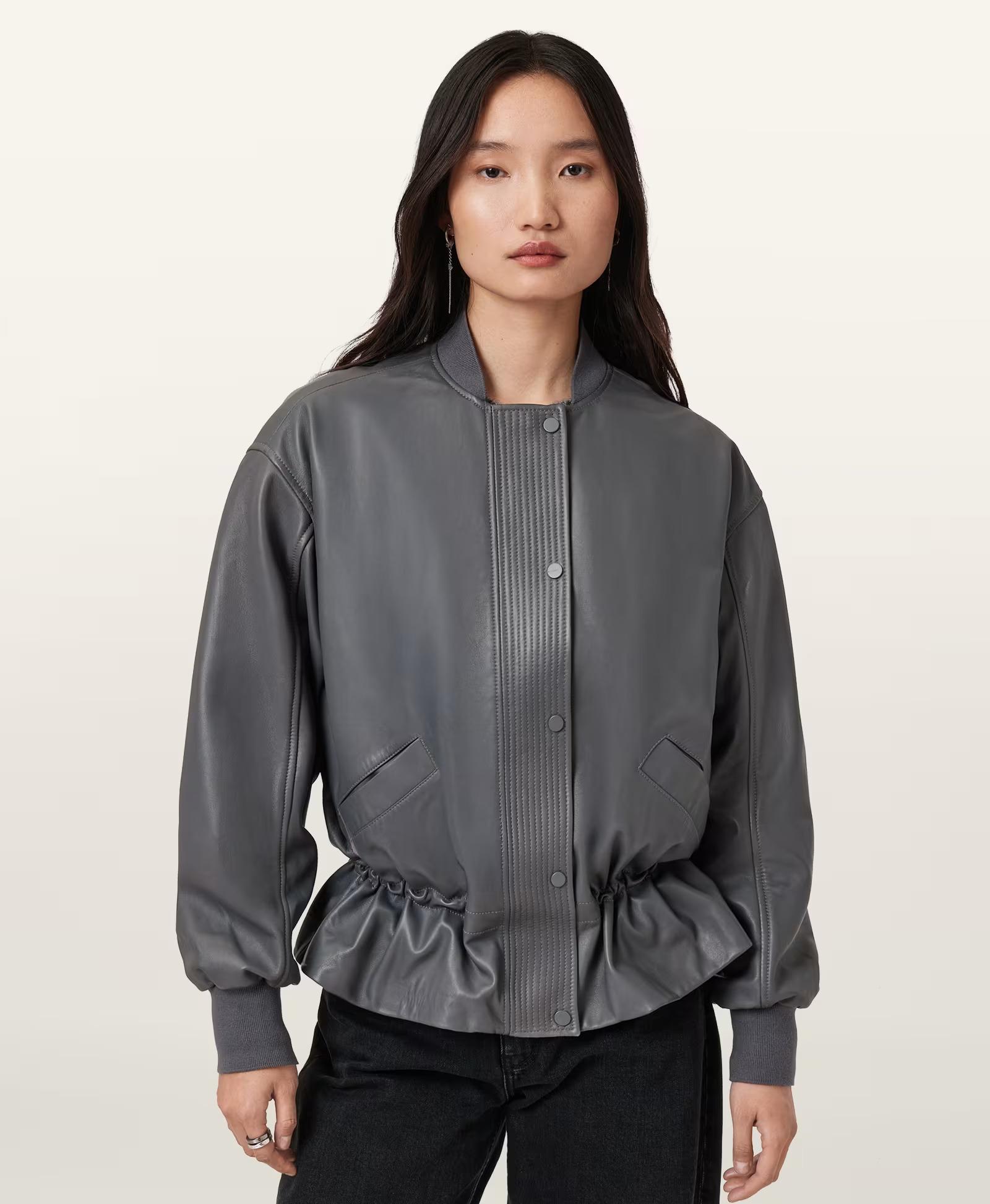 Sofi 绳带皮革飞行夹克