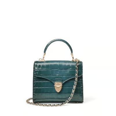 Midi Mayfair 深光孔雀蓝迷你鳄鱼纹