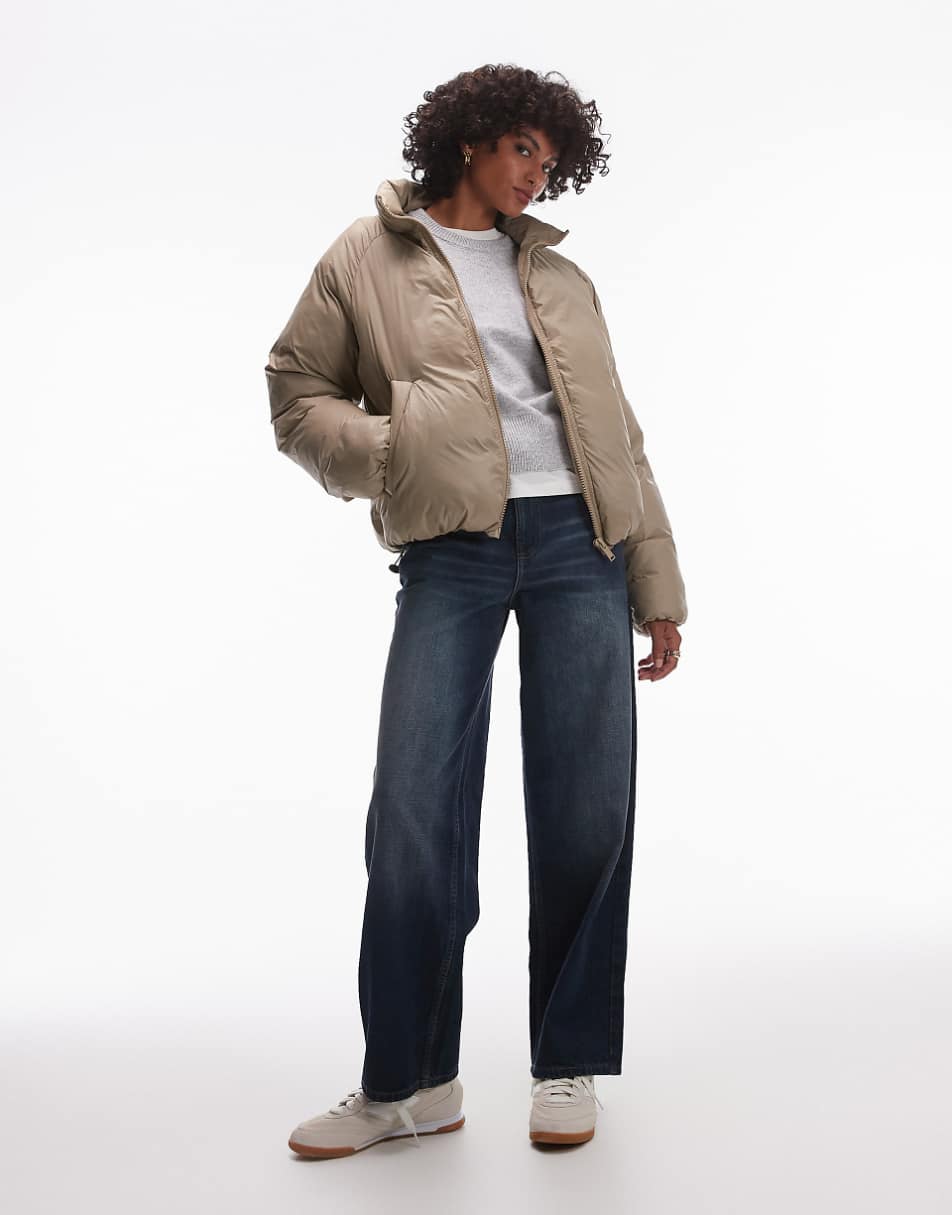 蘑菇棕色飞行员羽绒服