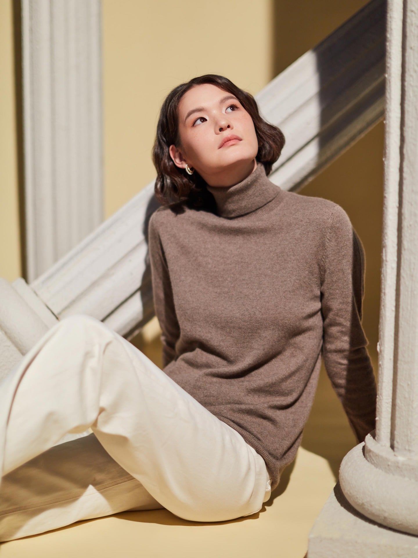 天然色基础款羊绒高领毛衣