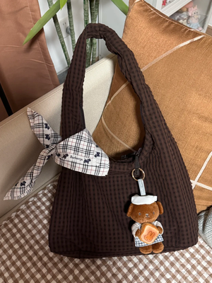 泡泡纱单肩包（格纹）