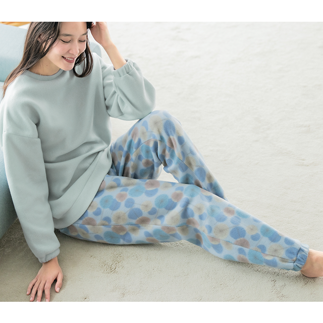 温暖法兰绒上下套装（花纹裤）