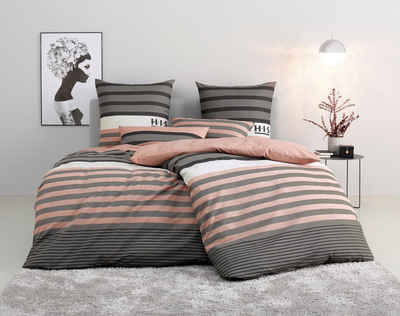 H.I.S 床上用品 Majoran，Linon，2 件，具有不同品质的条纹床上用品