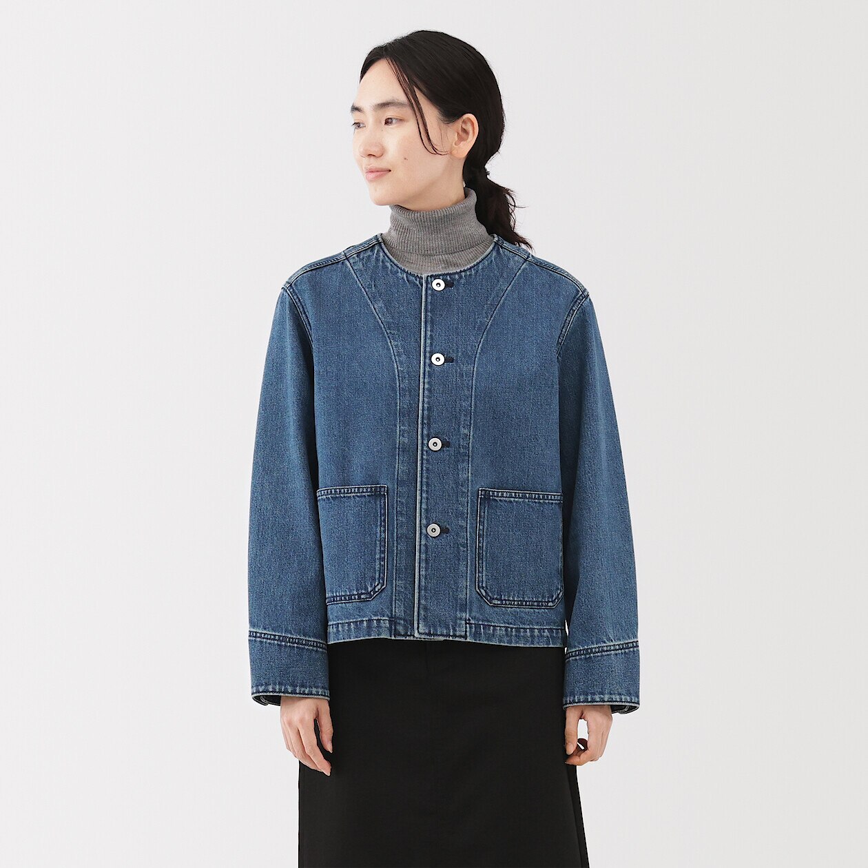女款木棉混纺牛仔夹克