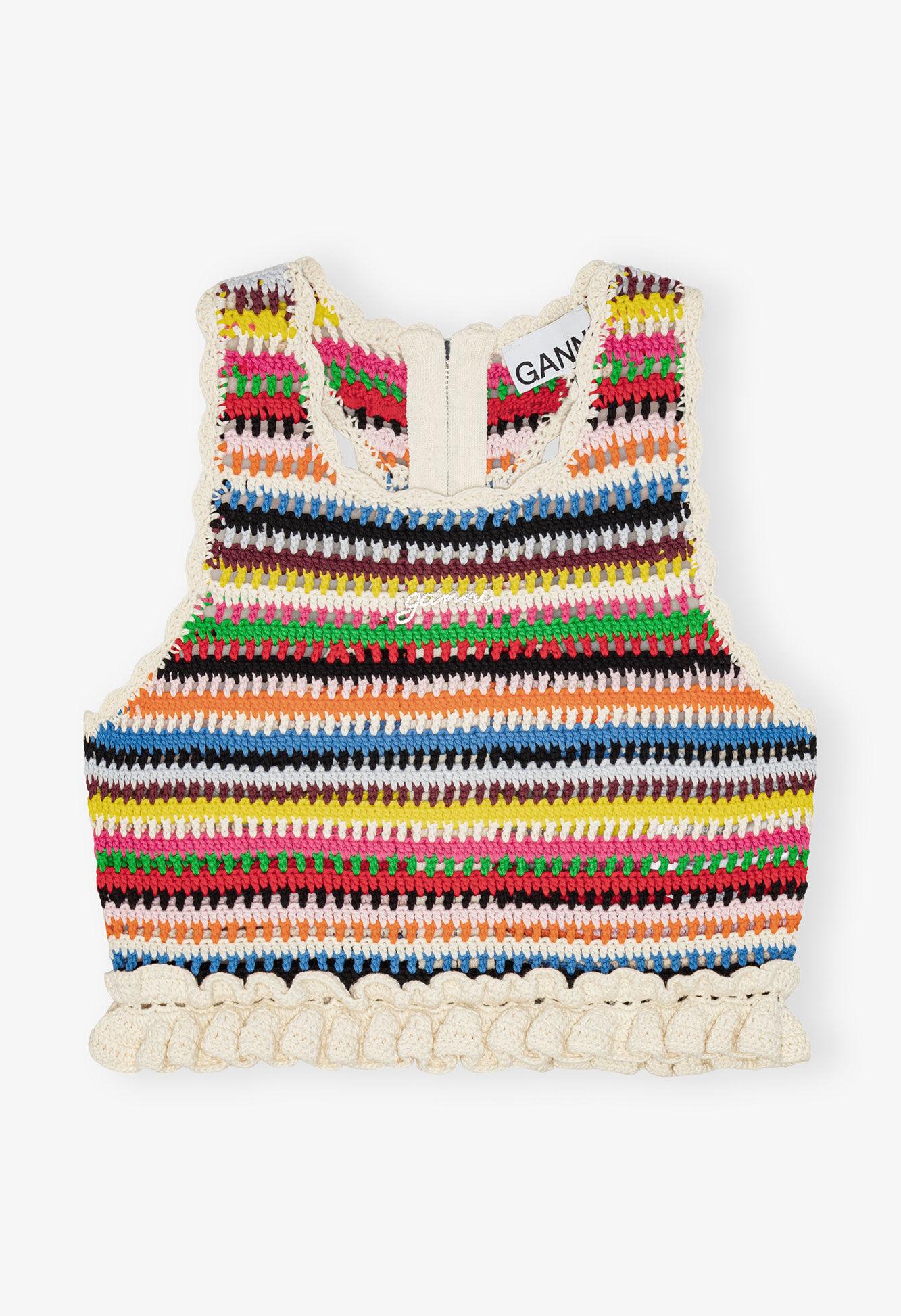 多色钩针花边上衣