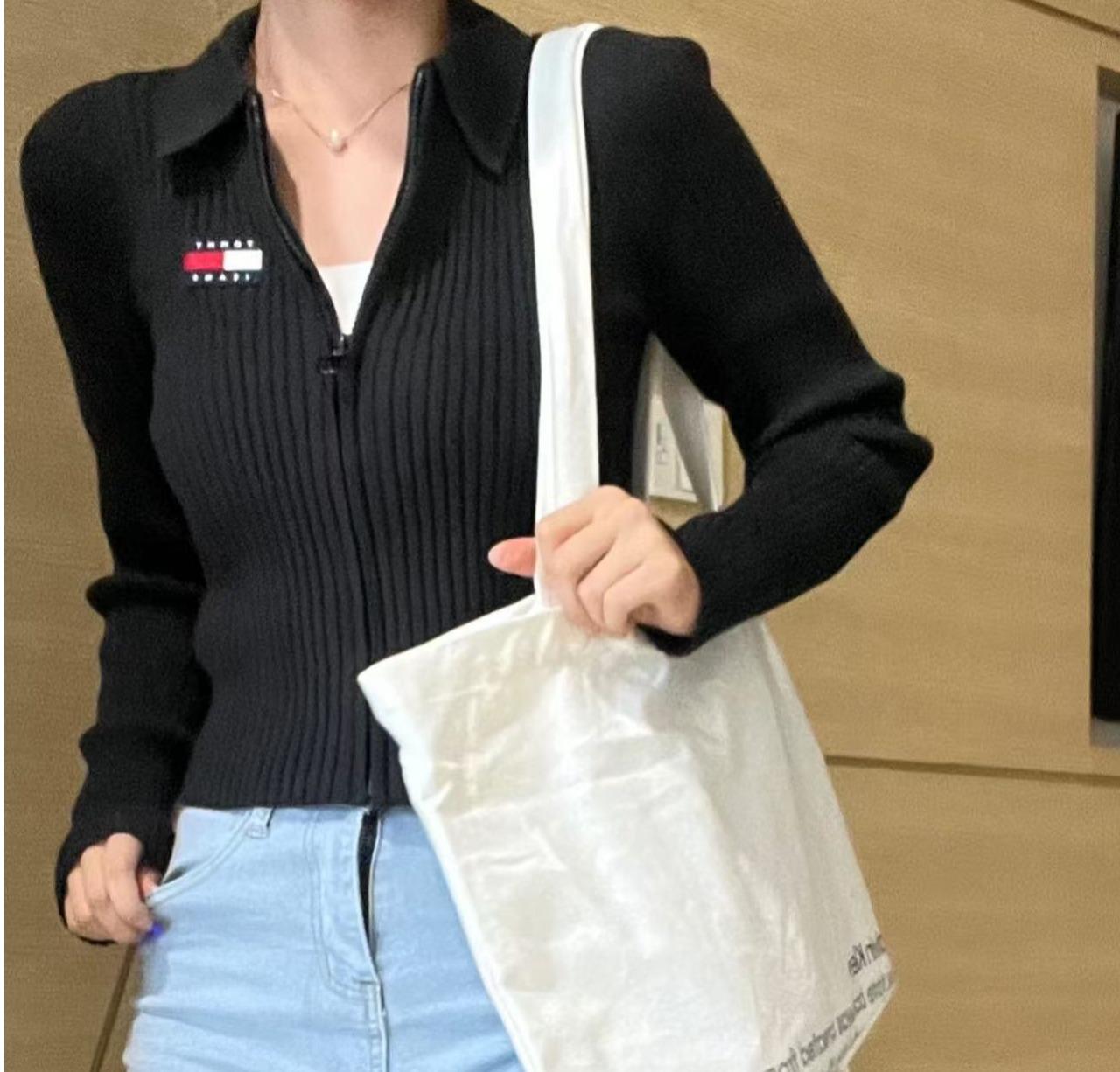 修身长袖Polo套头衫