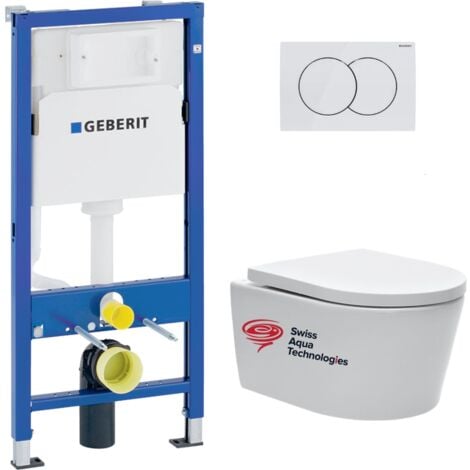 GEBERIT UP100 支架包 + Delta01 白色面板 + 无边缘悬挂马桶及隐形固定件