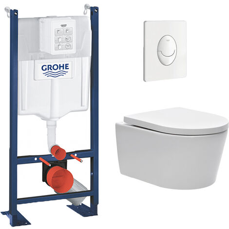 Geberit Icon 无边缘悬挂马桶，白色，带软关闭座圈，快速释放