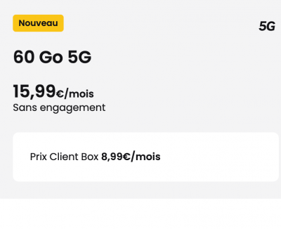 60 Go 5G Box 用户仅 8.99€/月