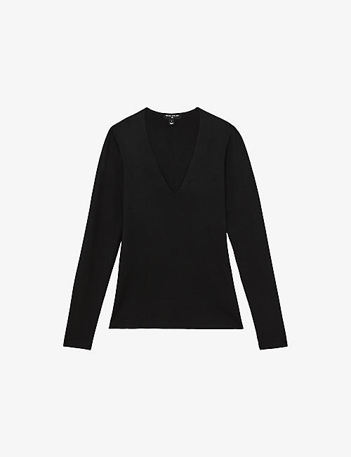 Reiss x Atelier Maeve 深V领丝绸混纺上衣