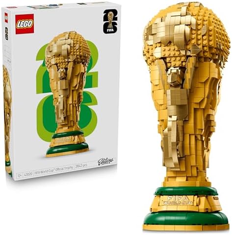 乐高官方FIFA世界杯奖杯3D玩具DIY模型，附收藏迷你人偶 - 足球礼物，适合男孩、女孩和成人体育迷43020