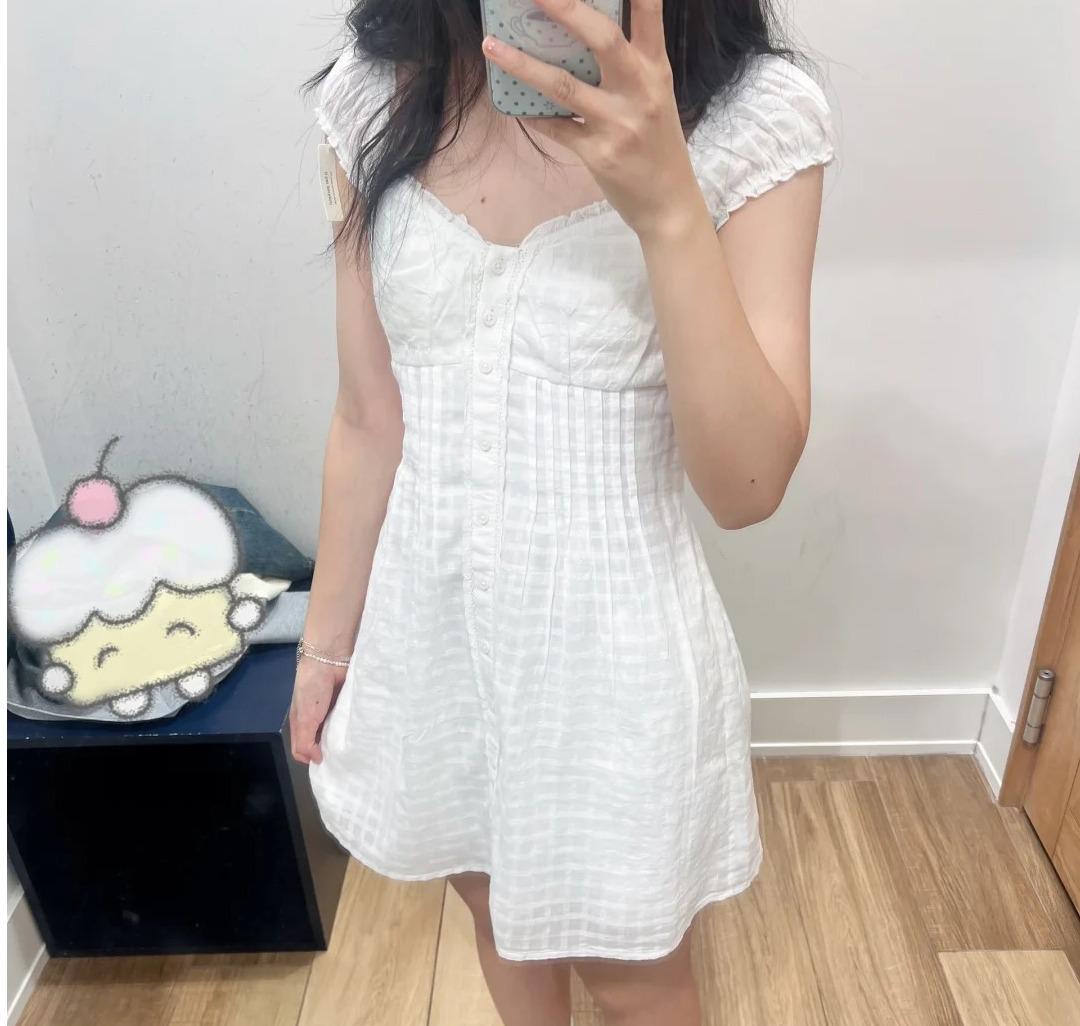 小飞袖小白裙 中长款