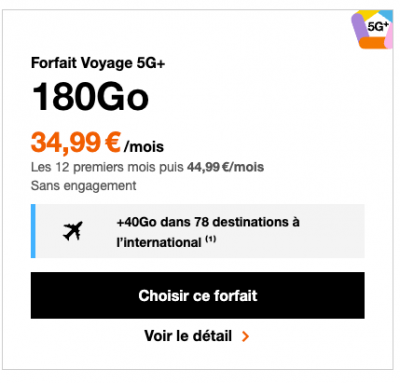 Orange 180G+40G回中国可用流量