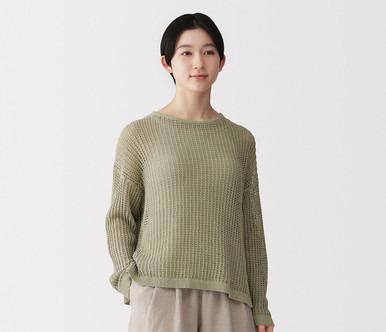 亚麻混纺镂空针织衫