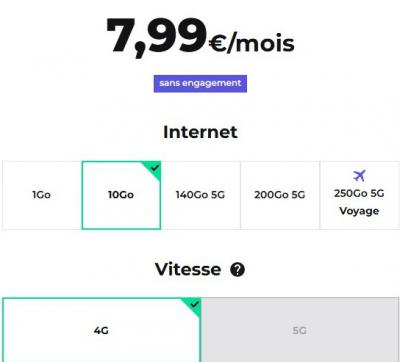 7.99€ 10G流量套餐