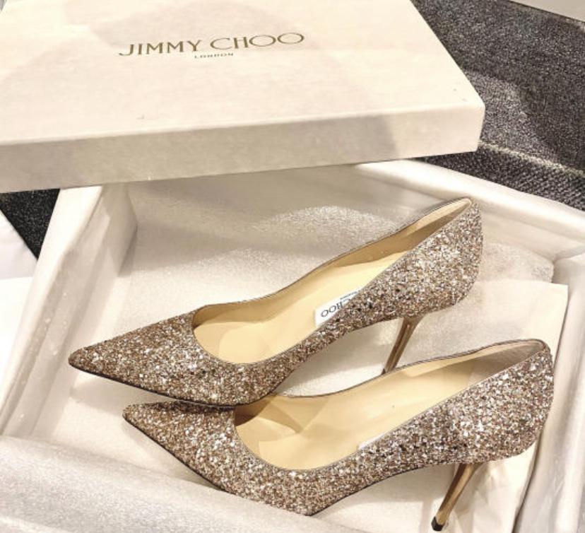 JIMMY CHOO Aurora 银色亮片高跟鞋