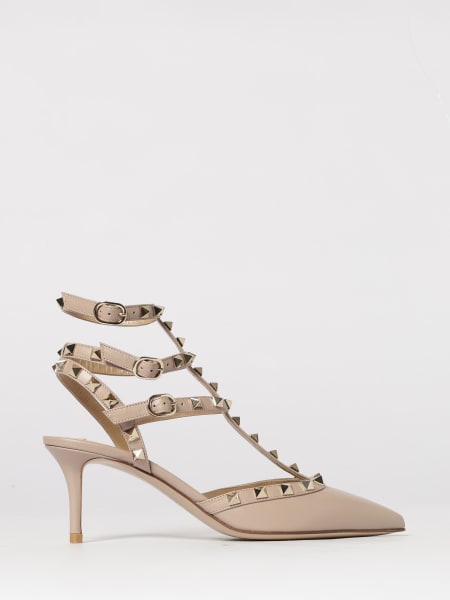 铆钉皮革高跟鞋