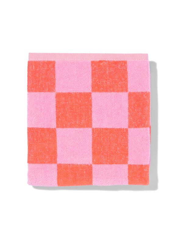 厨房布 50x50cm 棉质格子粉色