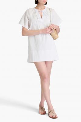 棉混纺泡泡纱迷你连衣裙