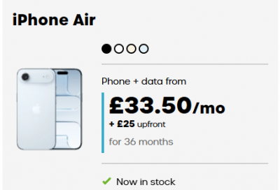 Giffgaff iPhone Air + 50G流量套餐
