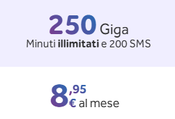 Ho mobile 250GB 8.95€