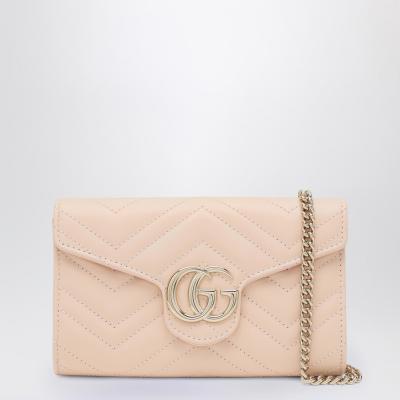 Gucci GG Marmont 粉色链条钱包