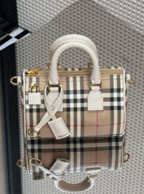 Mini Vintage Check 棉质保龄球包 米色
