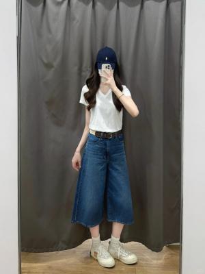 牛仔阔腿裤