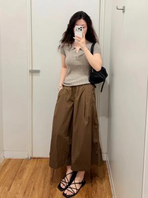 尼龙阔腿裤