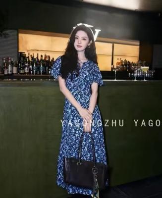 真丝花卉印花中长裙