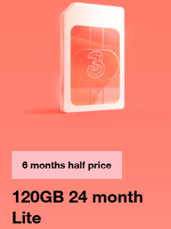 Three 120GB 前6个月£8