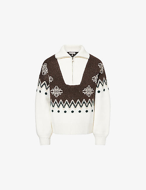 Fairisle 四分之一拉链针织毛衣