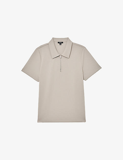优质交错半拉链弹力织物 polo 衫