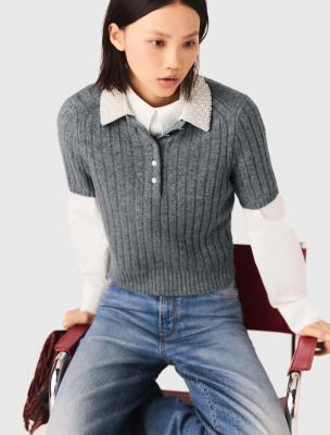 针织短袖 领子可拆