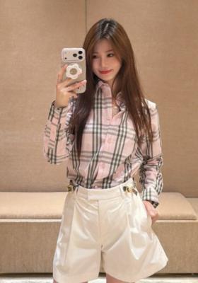 Burberry 粉色格纹衬衫