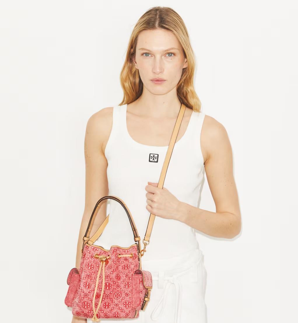T Monogram 牛仔水桶包