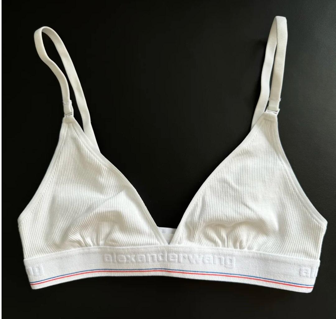 alexander wang 罗纹三角文胸 白色