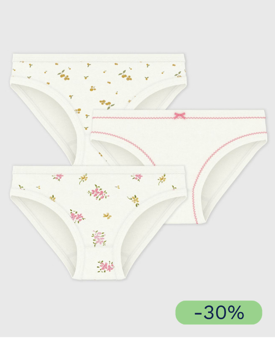 花卉印花儿童棉质内裤套装